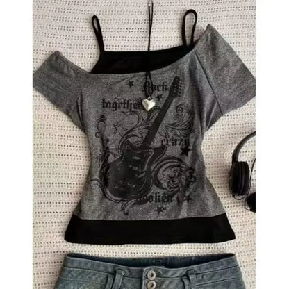 American Retro Sweetheart Red Lips Letter Print Slim Short-sleeved T-shirt Women Summer Fashion Street Hot Sexy Casual Top 6