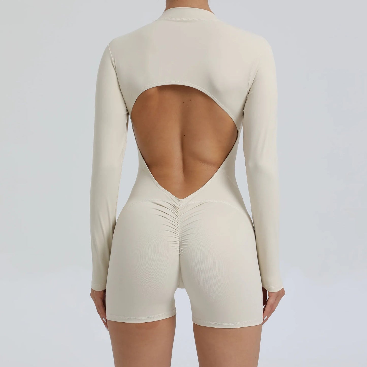 2025 Pad Zipper Long Sleeve Yoga Set Women One Piece Jumpsuit Gym Workout Shorts Fitness Bodysuit Sports Athletic Suit XP358 Badiee Stylez