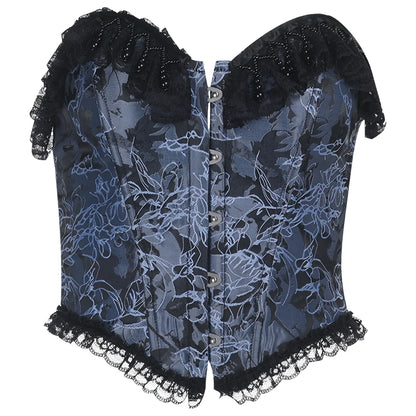 Goth Sexy Lace Corset Crop Tops Camis Y2K Harajuku Aesthetic Black Red Cross Basic Tank Top Summer Women Grunge Emo Streetwear XS25021