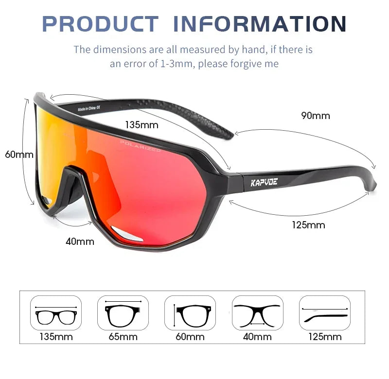 Kapvoe Sports UV400 Glasses New Polarized Cycling Sunglasses for Man MTB Running Outdoor Hiking Glasses Eyewear Bicycle Goggles