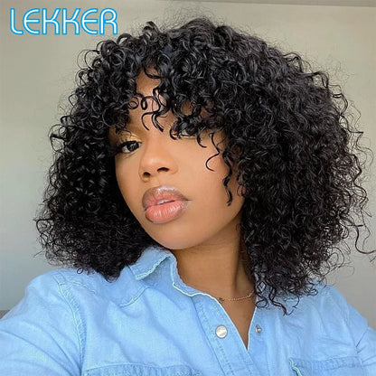 Lekker Colored Short Pixie Afro Kinky Curly Bob 100% Human Hair Wigs For Women Brazilian Remy Hair Ombre Brown Clearance Ginger Badiee Stylez