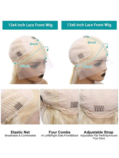 13x6 Lace Front Wig Blonde Wave Synthetic Wigs for Women Daily Party Cosplay Use Heat Resistant Fiber Hair