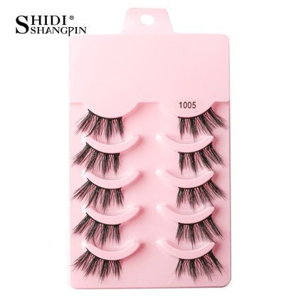 Half Fake Eyelashes 5/10 Half Lashes Soft Natural Cat Eye Lashes Makeup Tool Extension Fluffy Faux Cils maquiagem Half Lashes 5pairs-1005