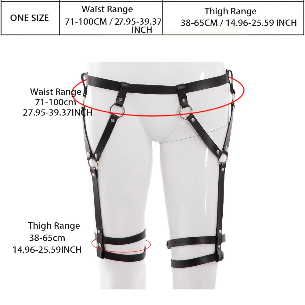 Fashion Steampunk Women's Body Harness With Suspenders Garter Belt For Thigh High Stockings, Leather Gothic Costumes Accessories Badiee Stylez