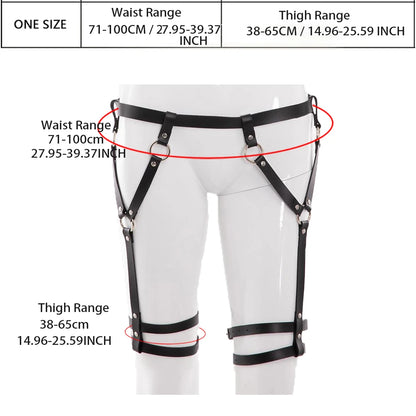 Fashion Steampunk Women's Body Harness With Suspenders Garter Belt For Thigh High Stockings, Leather Gothic Costumes Accessories Badiee Stylez