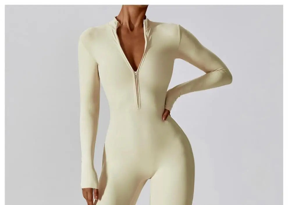 One-piece Sports Training Jumpsuit Women's Long Sleeve Tight Hip-highlighting Bodysuit Gym Clothing Sexy Dance Exercise Tights Badiee Stylez