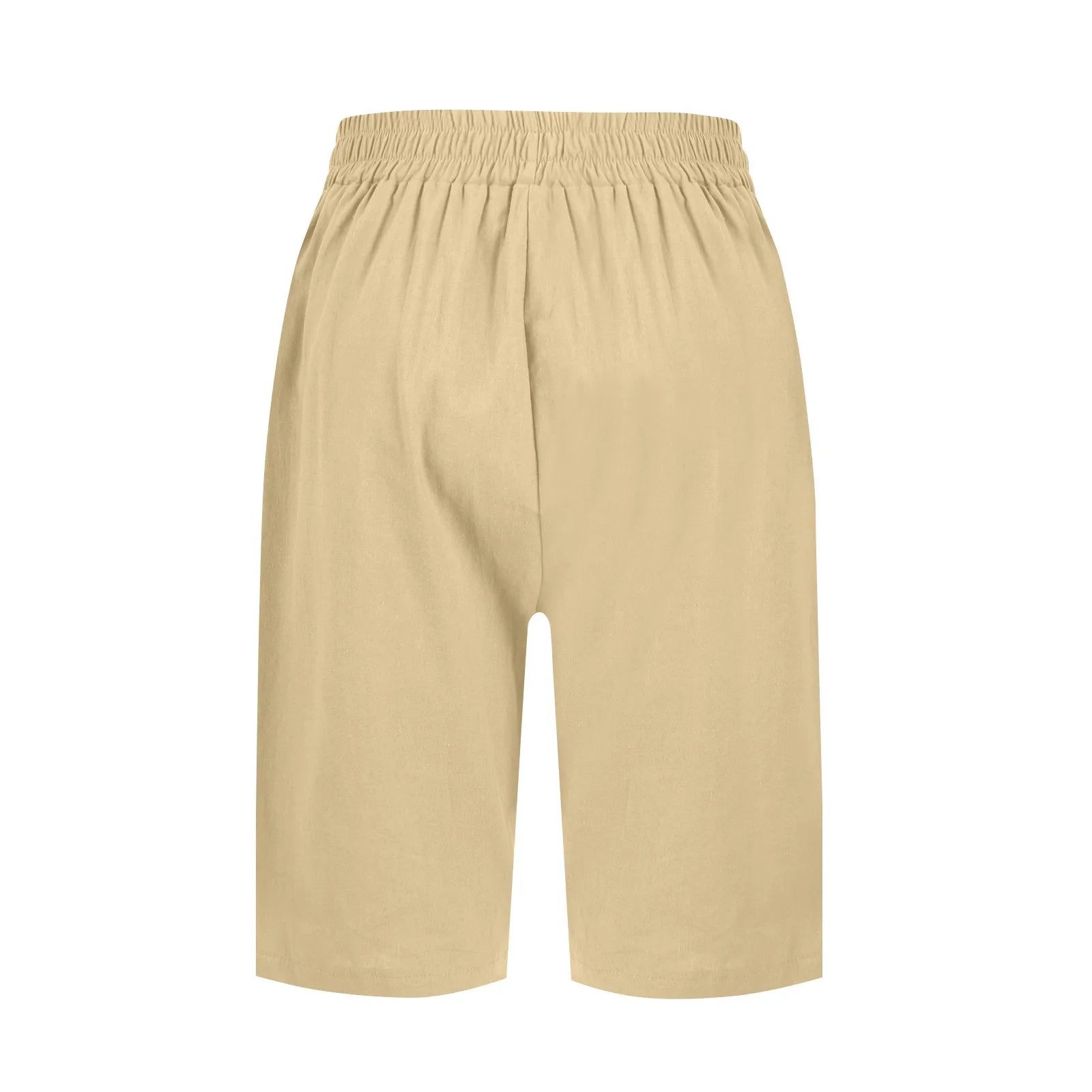 Womens Capris Cotton Linen Pants Drawstring Elastic Waist Pants Casual Cropped Trousers Daily Breeches Five Half Pants Pantalone