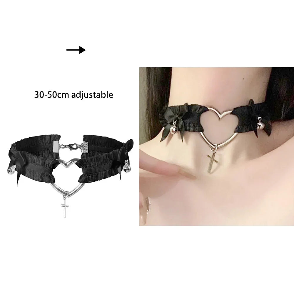 Sexy Trendy Vintage Charm Round Gothic Collar Necklaces Jewelry Gift Gothic Leather Heart Harajuku Women Punk Choker Necklace bjxlLS02bkH 40cm adjustable
