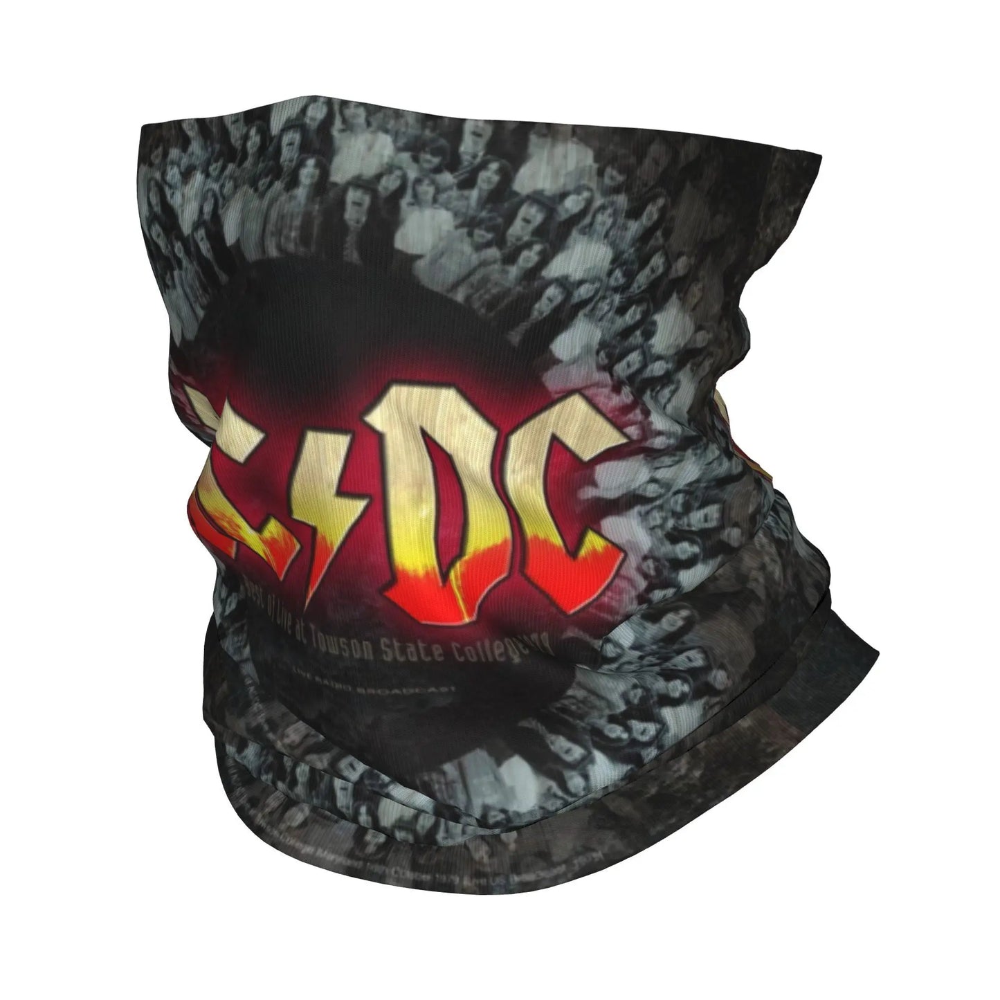 Custom Black AC DC Logo Camouflage Heavy Metal Band Bandana Neck Warmer Women Men Winter Hiking Ski Scarf Gaiter Face Cover 8 Bandana