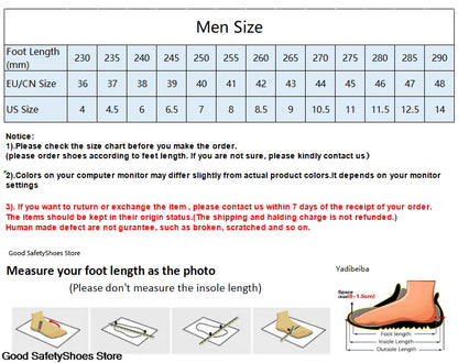 Steel Toe Safety Shoes Men Women Security Protection Work Shoes Lightweight Safety Boots Air Cushion Indestructible Shoes - Badiee Stylez