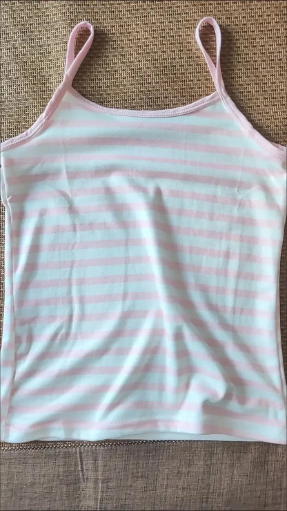 Summer Pink Ropa Mujer Crop Tops Women Clothing Kawaii Sexy 2024 Y2k Tanks Fashion Striped Sweet Vest Slim Fit Sleeveless Camis