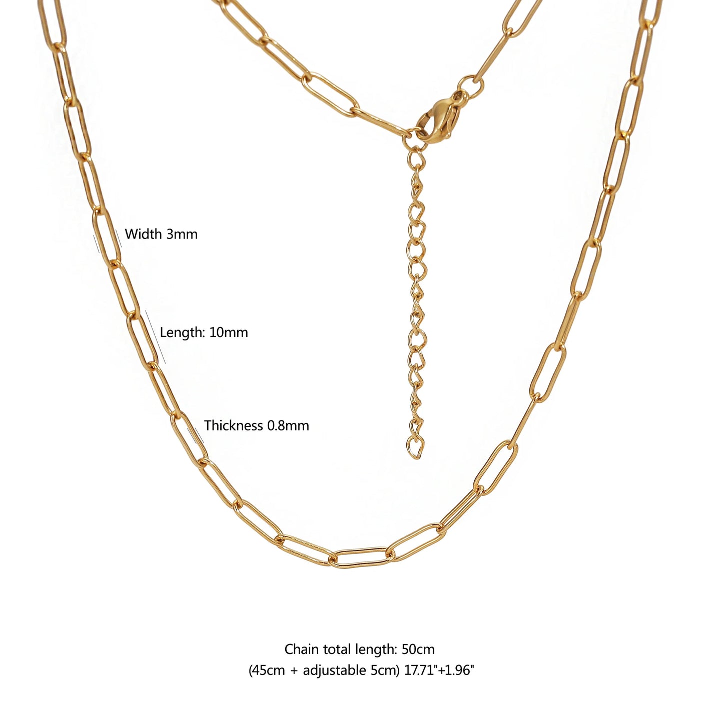 5pcs 45+5cm plated Gold Stainless Steel Link Chains Oval Bulk Necklaces Jewelry Adjustable Chains Wholesale Chokers DIY Crafts Badiee Stylez