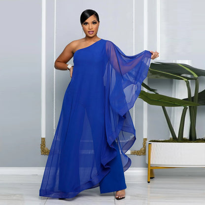 Women One Shoulder Jumpsuit Ruffle Long Sleeve Elegant Solid Aysmmetric Fashion Autumn Rompers Casual Party Club Jumpsuits 2024 Badiee Stylez