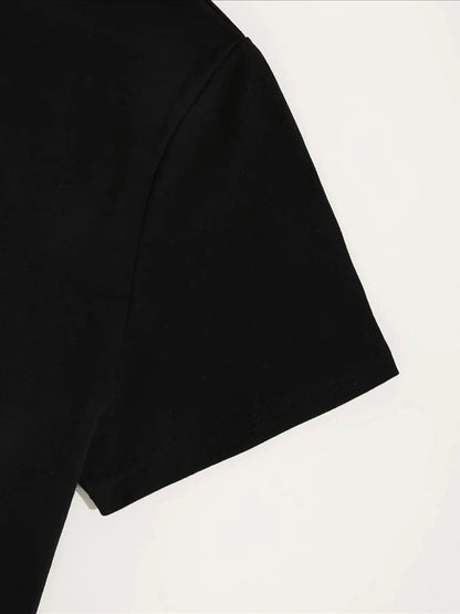 Summer new women's MILANO ITALY letter pattern cartoon print casual slim fit sexy short sleeved round neck T-shirt mini dress Badiee Stylez