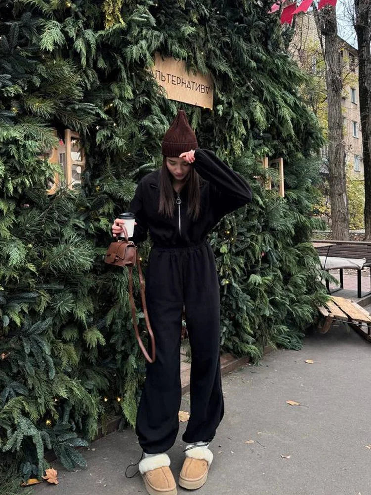 Jumpsuits Women Rompers One Piece Full Sleeve Zipper Overalls Long Pants Elastic High Waist Rompers Y2k Streetwear Jumpsuit 2025 Badiee Stylez