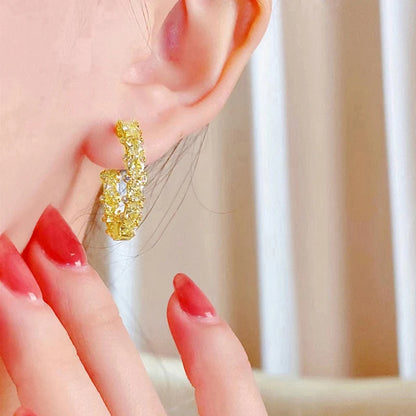 Huitan Luxury Trendy Pink/Green/Blue/Yellow CZ Hoop Earrings for Women Silver Color/Gold Color Hot Trendy Girls Jewelry Dropship