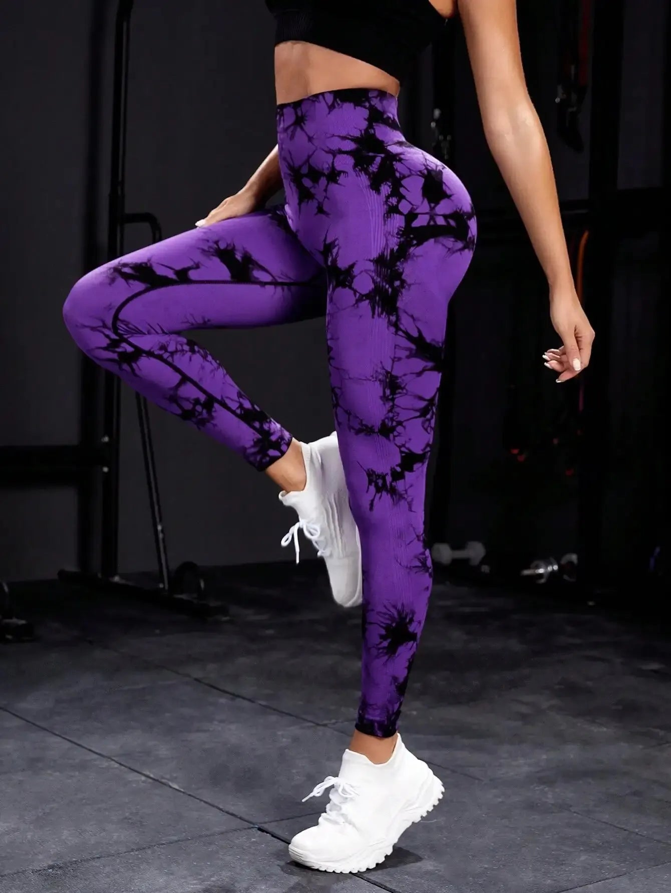 New Tie Dye Yoga Pants Sport Leggings Women Seamless High Waist Push Up Woman Tights Fitness Workout Leggins Gym Clothing Purple