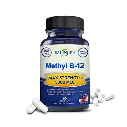 Balincer Vitamin B12 Capsules - Supports Energy Metabolism, Mood, Heart, Nervous System Support, Supports Brain Cell Function 60 count-1 bottle