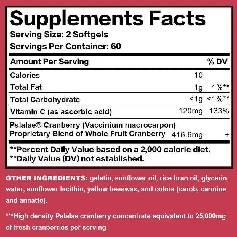 Organic Cranberry Capsules - Rich Vitamin C, Healthy Bladder, Fast Detoxification, Supports Urinary System Health, Antioxidant