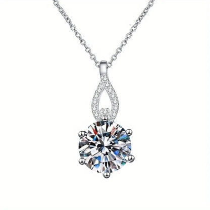6.5 Carat Simulated Moissanite Pendant Necklace - 12mm D Color VVS1 Round Cut - Unisex Luxury Jewelry Gift for Her, Him, Holiday