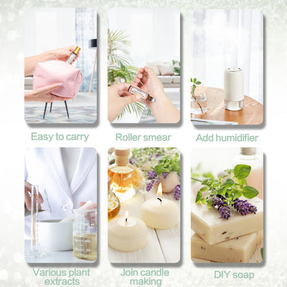 EUQEE 3PCS Fragrance Oils Roll-On Long Lasting Scent Coconut & Vanilla White Musk Baby Powder Fresh Linen Oud Wood Amber Romance