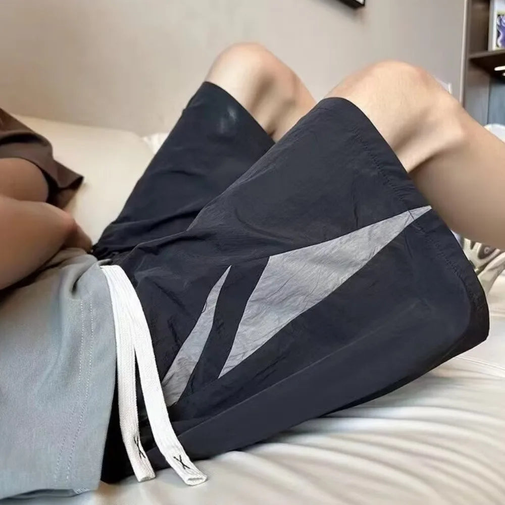 Large Size Loose Casual Thin Shorts High Waist Drawstring Wide Leg Shorts Summer Beach Knee Length Pants Men Badiee Stylez