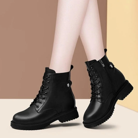 Women new winter black short boots Outdoor non slip walking shoes Casual thick soled Chelsea Boots Fashion comfort shoe Botas De black