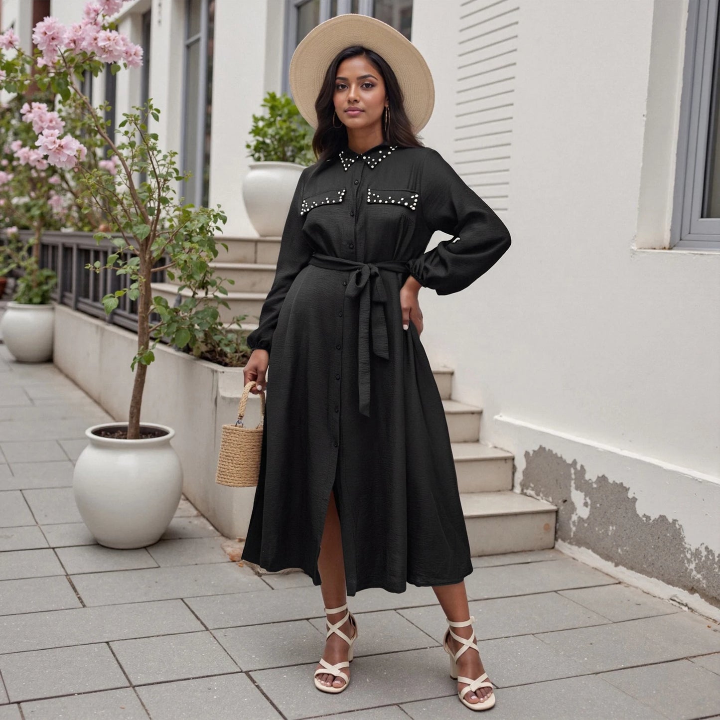 Elegant Plus Size Maxi Dress with Ruffle Sleeves and Floral Print Perfect for Parties Weddings and Special Occasions