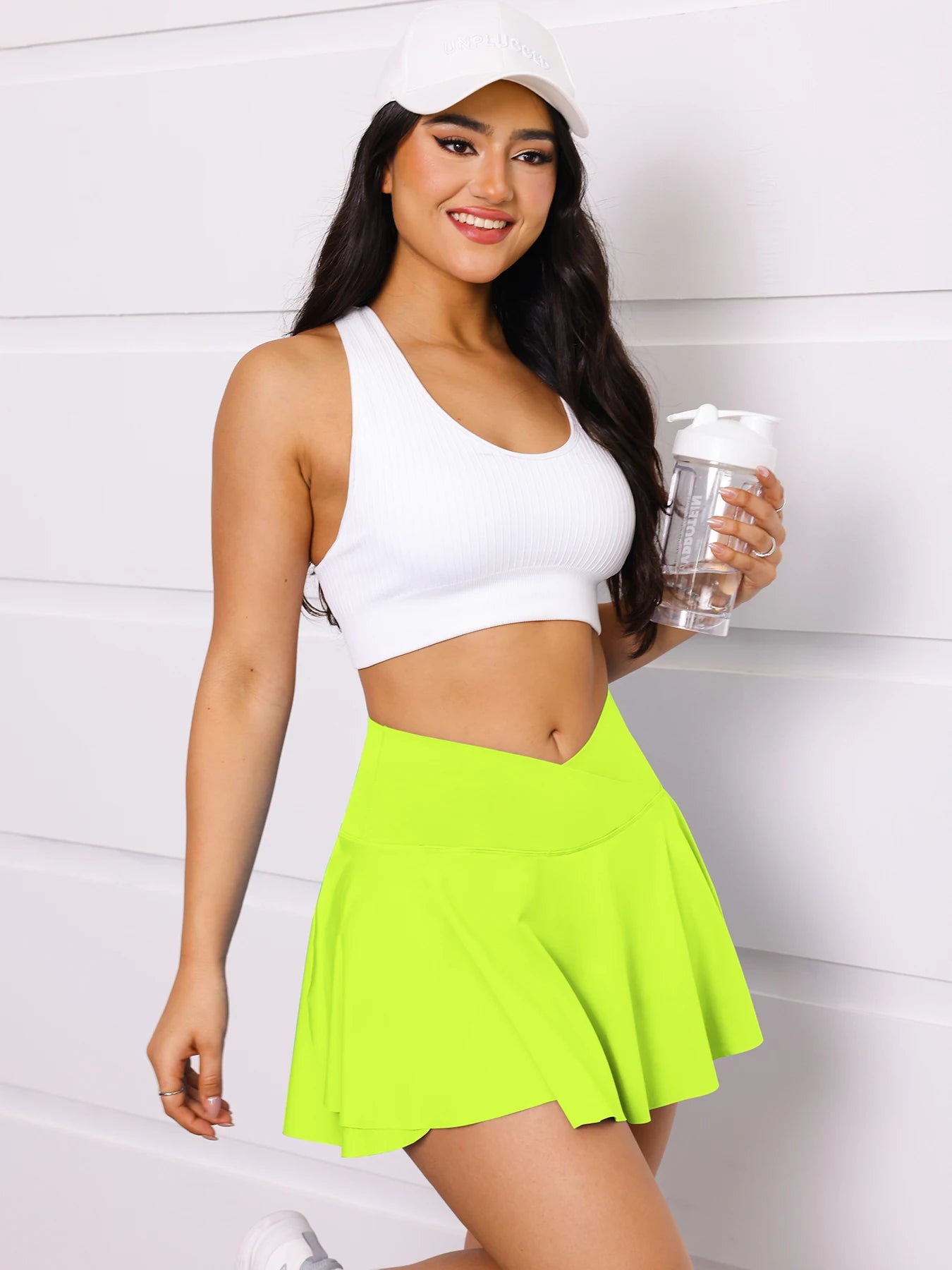 S-XL New Best-Selling Pleated Polyester Spandex High Waisted Pocket Skirt With Anti Glare A-Line Sports Tennis Skirt