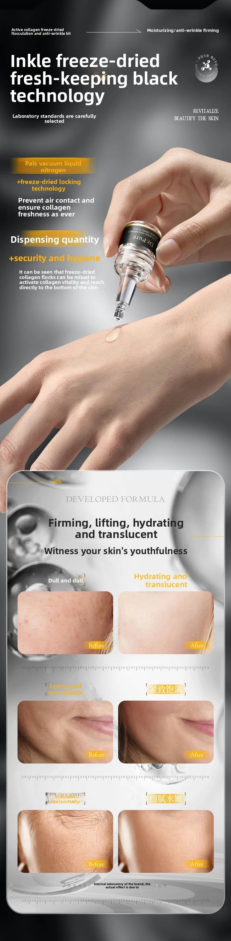 Collagen Peptide Anti-Wrinkle Freeze-dried powder- Firming, Lifting Hydrating Face Kit for All Skin Types Beauty care product