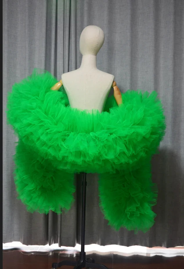 Fashion Stage ball party Club fluffy Ruffle edge tulle boas shawl cape wraps tippet cappa opera cape wedding accessory Badiee Stylez