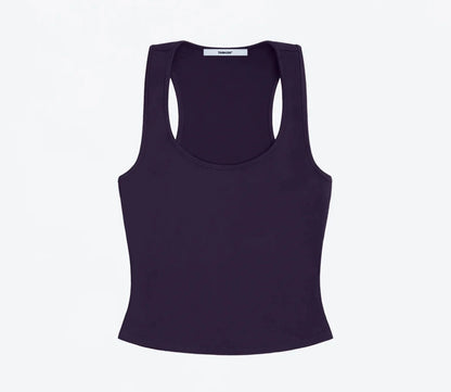 Tank Classic X-shaped Backless Baby Blue and Misty Gray Multi-color Comfortable Elastic Waist Tight Fit Backless Top PURPLE