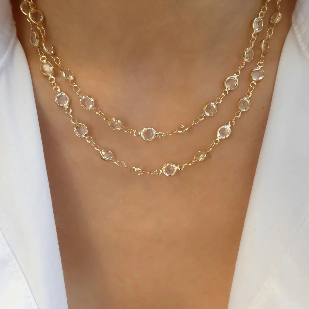 Rainbow Crystal Gemstone Retro Choker Colored Zircon Necklace For Women Simple Clavicle Chain Jewelry Fashion Wear Accessories