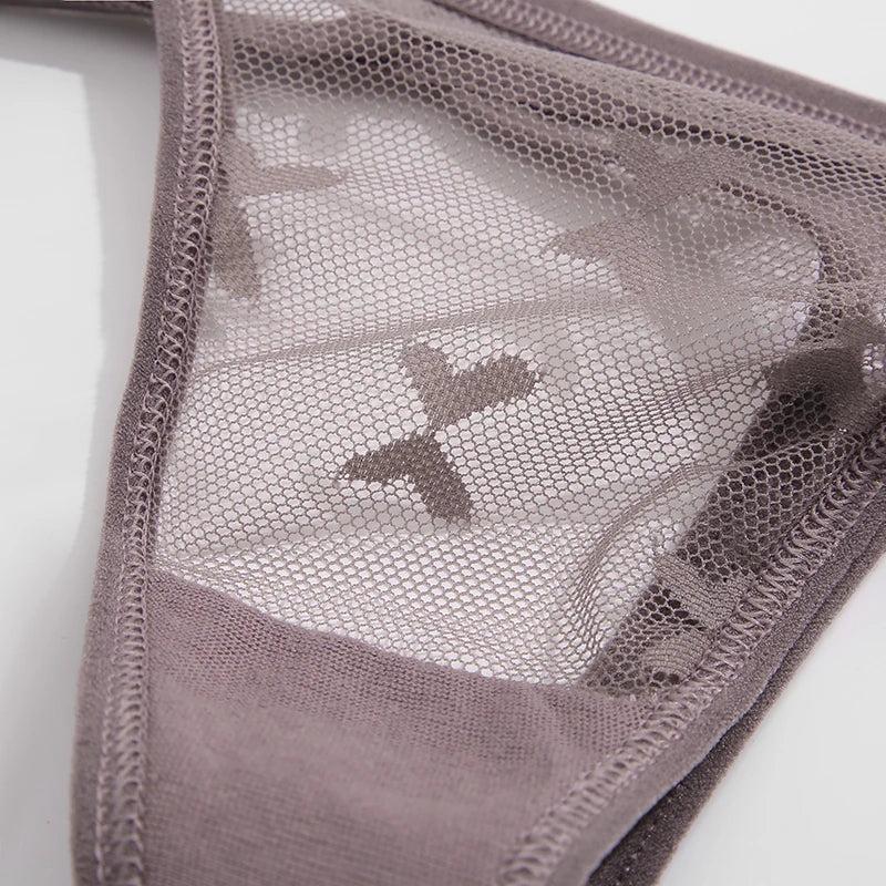 S-XL Sexy G String Thong Mesh Perspective Women Panties Low Waist Female Underpants Solid Color T-back Underwear Thongs Women