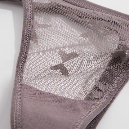 S-XL Sexy G String Thong Mesh Perspective Women Panties Low Waist Female Underpants Solid Color T-back Underwear Thongs Women