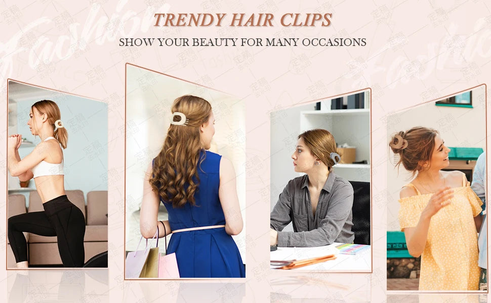 Fashion Oval Flat Hair Clips for Women New Design Leopard Large Flat Round Claw Clip French Concord Hair Clips Hair Accessories