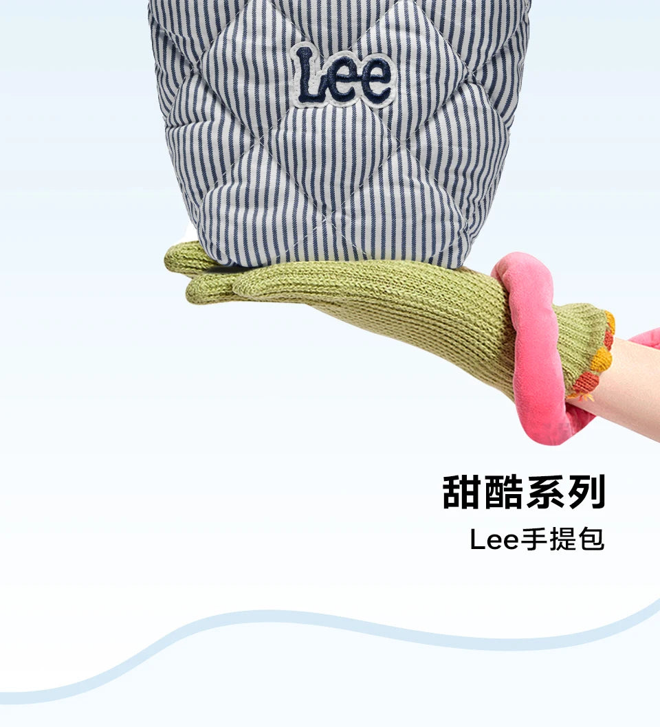 LEE Ladies Cute Design Puffer Bag Casual Soft Small Pink White Quilted Handbag Women Korean Style Down-filled Phone Bucket Bag