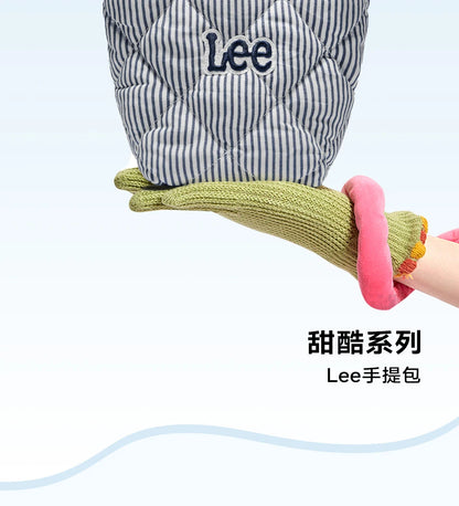 LEE Ladies Cute Design Puffer Bag Casual Soft Small Pink White Quilted Handbag Women Korean Style Down-filled Phone Bucket Bag