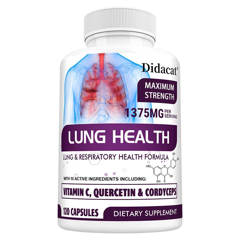 Lung Health Supplement, Detox, Cleanse, Lung Support, Respiratory Health with Vitamin C, Quercetin, Cordyceps 120count United States