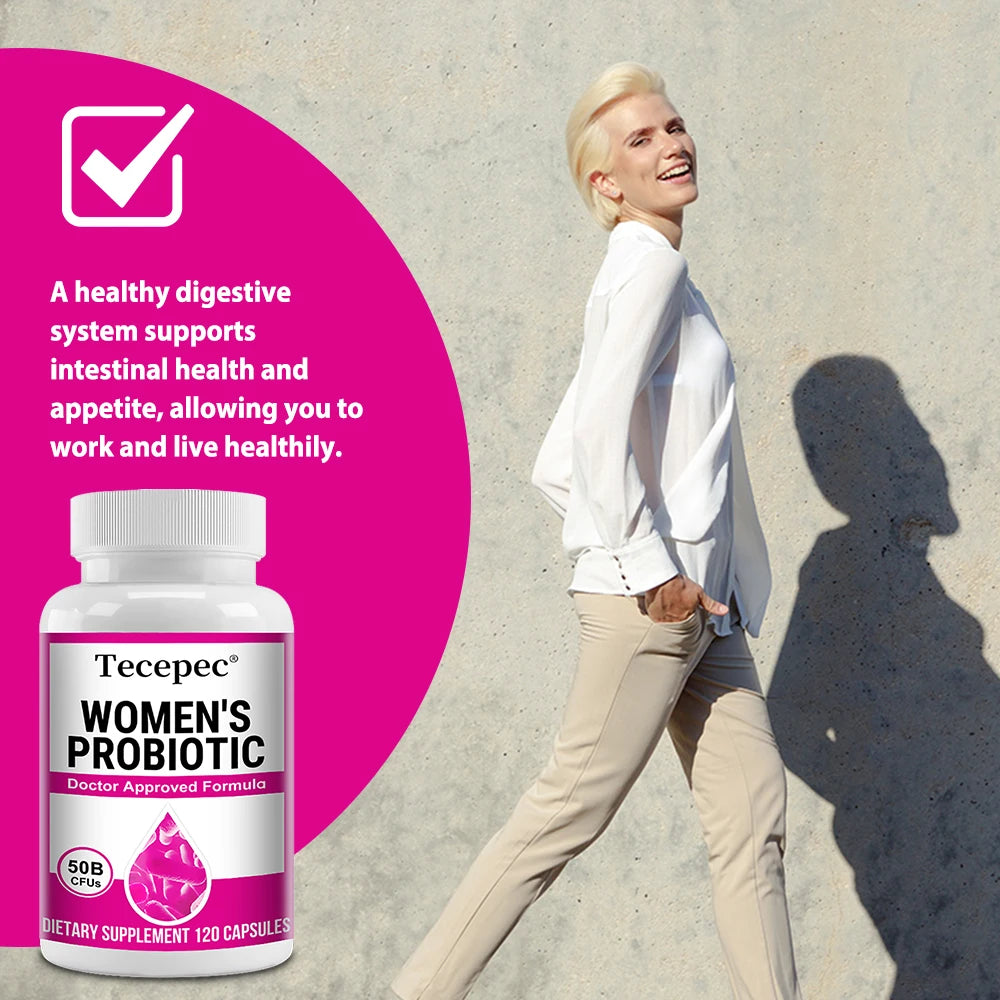 Women's Probiotic 50 Billion CFU, Cranberry Extract, Supports Digestion and Vaginal Health, Urinary Health, 120 Capsules