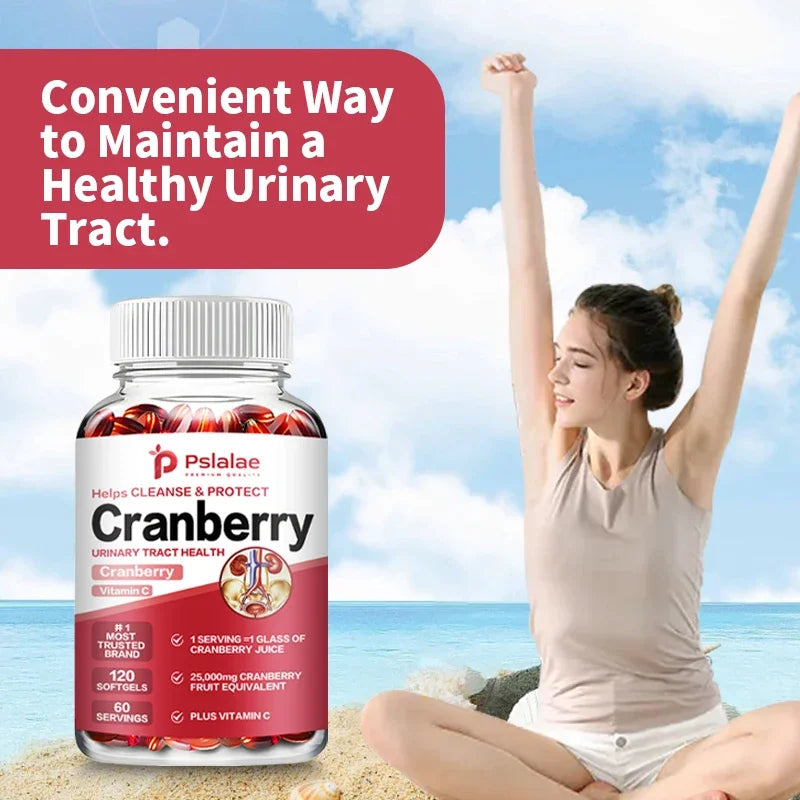 Organic Cranberry Capsules - Rich Vitamin C, Healthy Bladder, Fast Detoxification, Supports Urinary System Health, Antioxidant