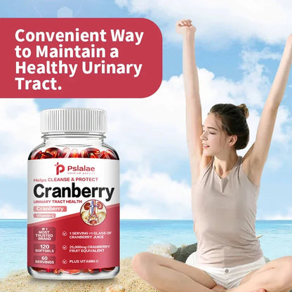 Organic Cranberry Capsules - Rich Vitamin C, Healthy Bladder, Fast Detoxification, Supports Urinary System Health, Antioxidant