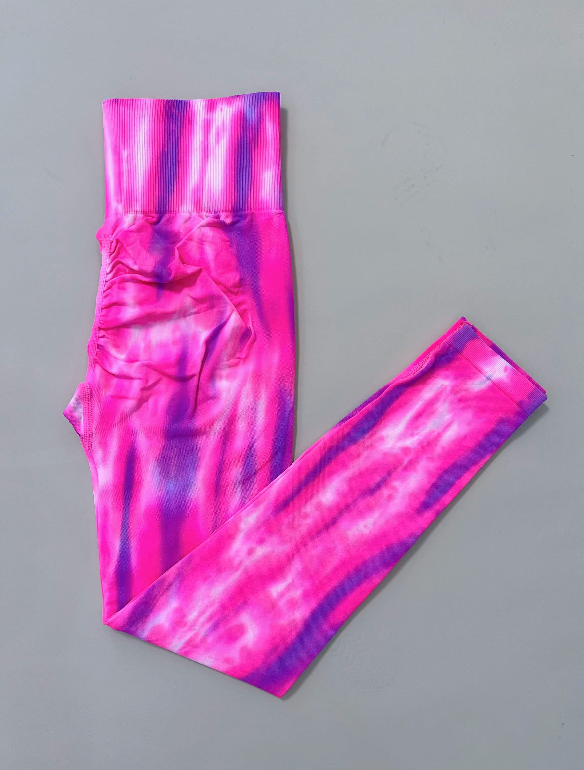 New Tie Dyed High Waist Gym Leggings Push Up Scrunch Seamless Thick Sports Pants Elastic Soft Yoga Workout Leggins Women hot pink