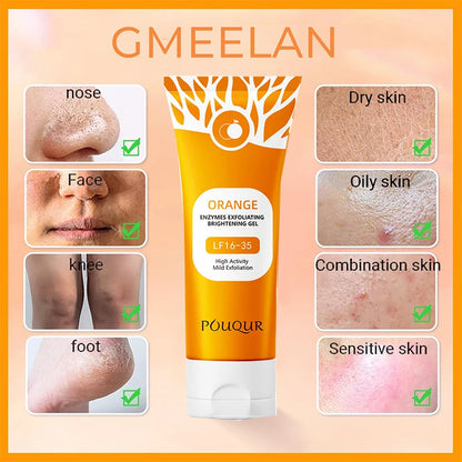Orange Exfoliating Gel Cream Moisturizer Face Body Scrub Gel Deep Cleansing Moisturizing Facial Exfoliator Peeling Face Scrub