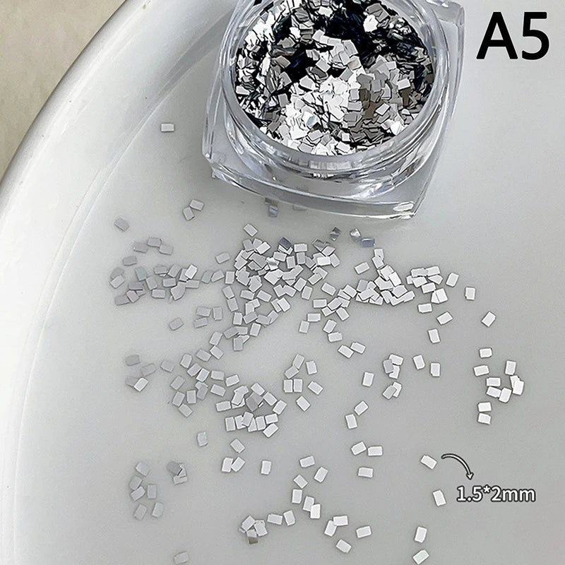 Holographic Laser Star Love Sequins Nail Glitter Gold Silver Sequin Mix Size Paillette DIY Design Nail Art Decorations Tool A5