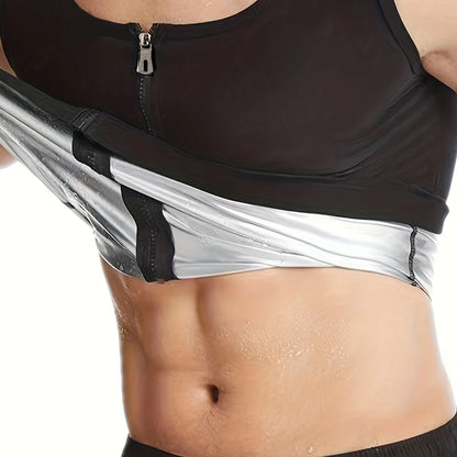 1pcs Sauna Sweat Suits Shirt Vest Waist Trainer for Men Compression Workout Shapewear Excersize Gym Clothes Working Out Silver