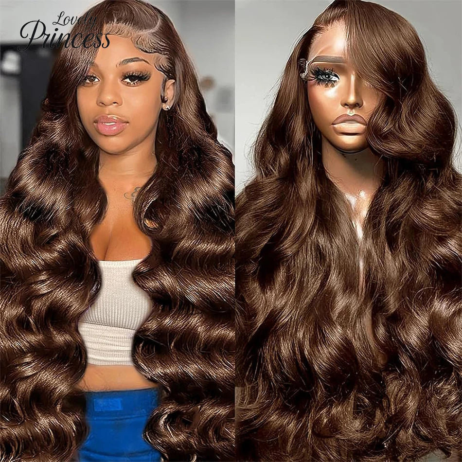 Chocolate Brown Lace Front Wig 13x6 Transparent HD Lace Frontal Wig 100% Colored Body Wave Human Hair Wigs 4x4 5x5 Preplucked Badiee Stylez