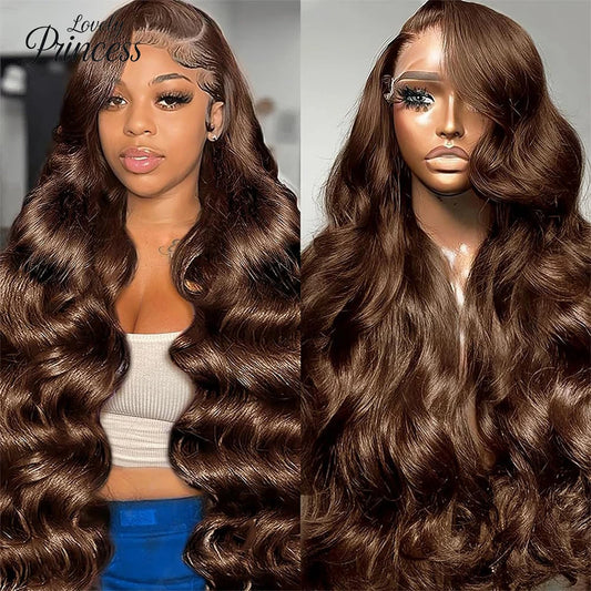 Chocolate Brown Lace Front Wig 13x6 Transparent HD Lace Frontal Wig 100% Colored Body Wave Human Hair Wigs 4x4 5x5 Preplucked Badiee Stylez