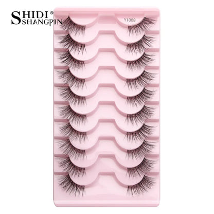 SHIDISHANGPIN 5/10Pairs False Lashes Cat Eye Eyelashes Eyelash Extension 3D Mink Half Lashes Natural Makeup faux Cils maquiagem