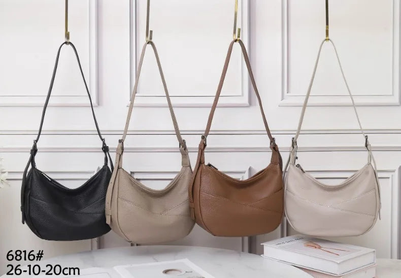 2025 Top-Grain Leather Crossbody Bag for Women Spacious Convertible Shoulder Purse, Commuter Organizer Fits Laptop